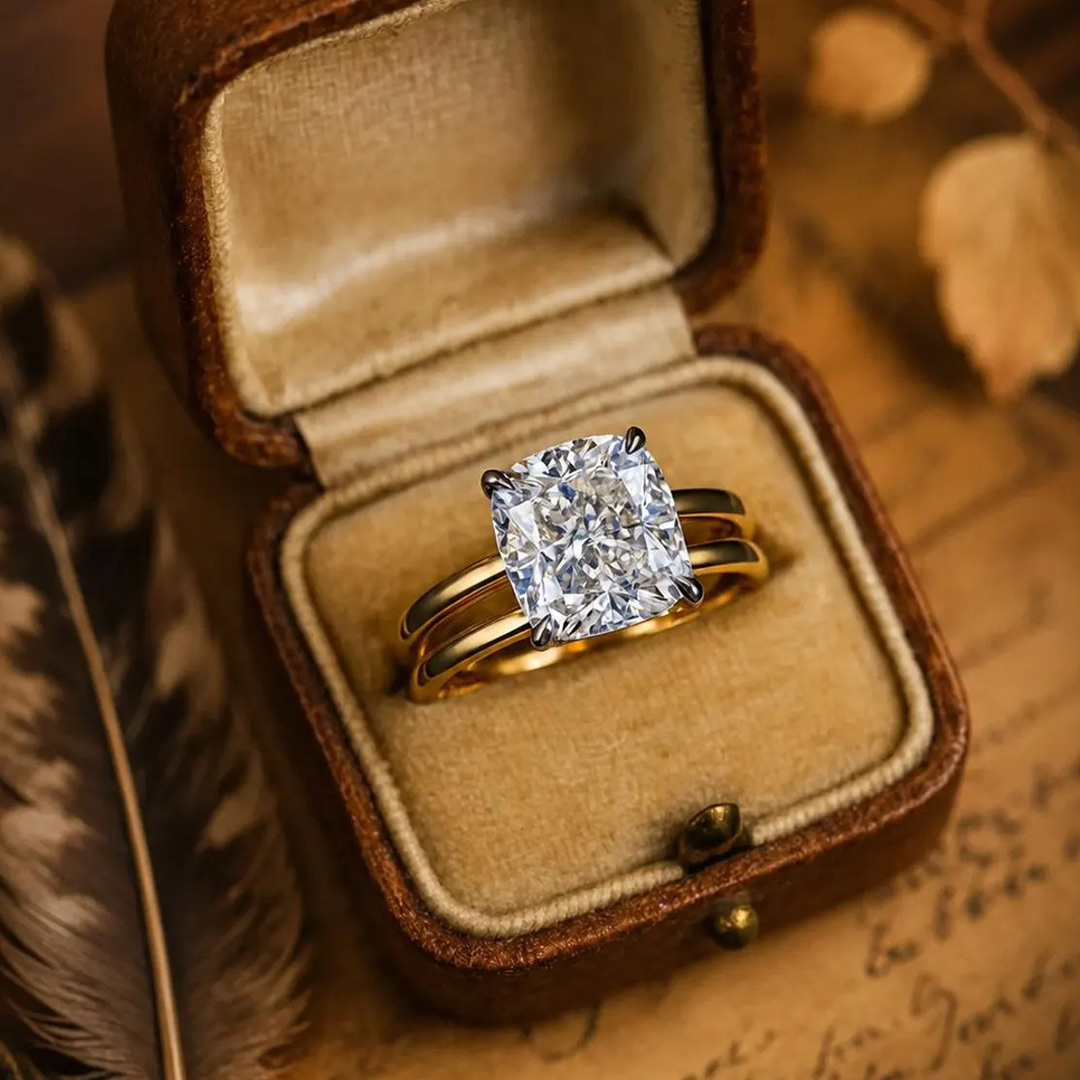 7*7MM Princess Cut Moissanite Engagement Rings In Sterling Silver