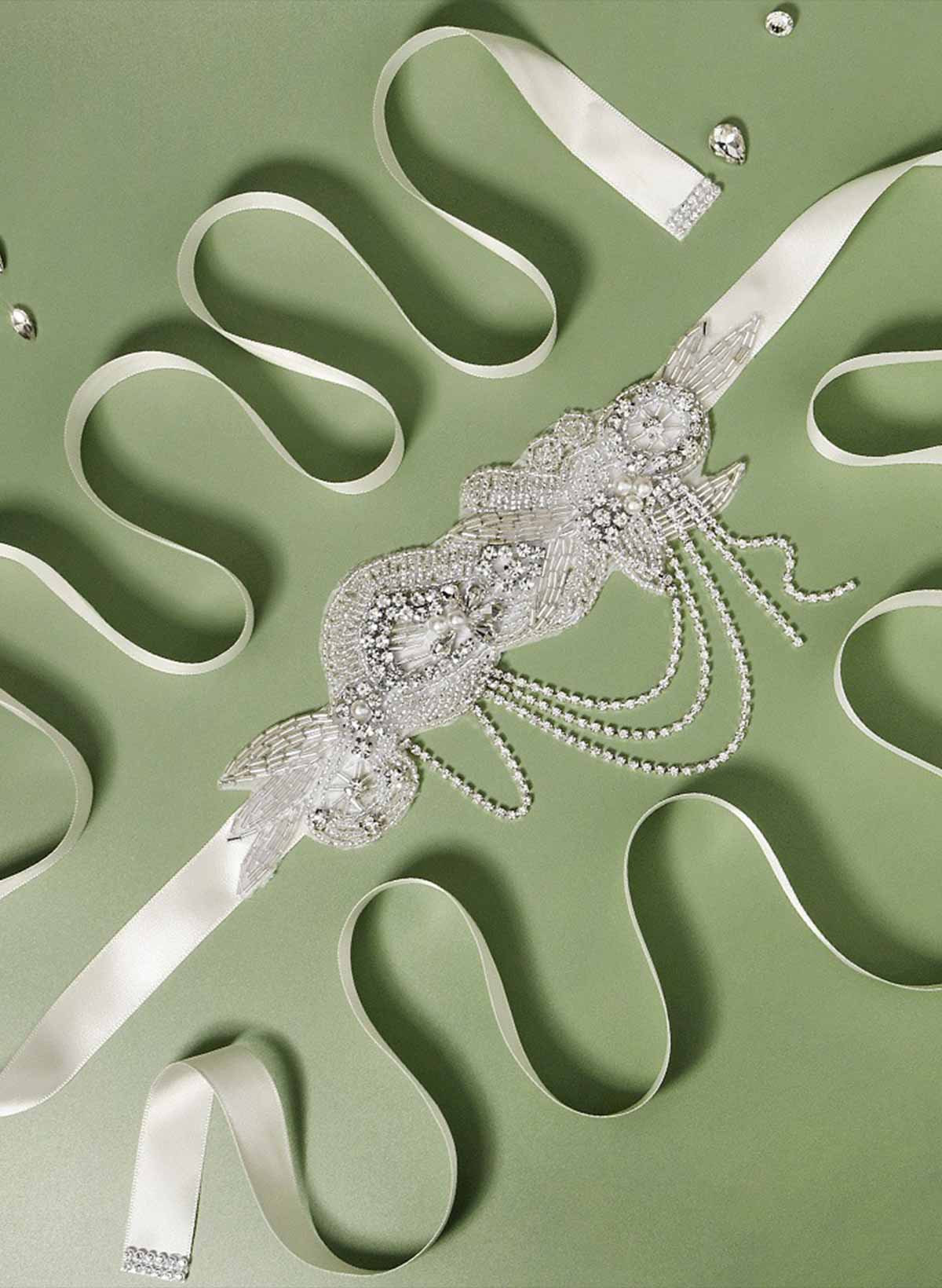 Satin Ribbon Sash/Belt With Beading/Diamanté For Brides/Bridesmaids