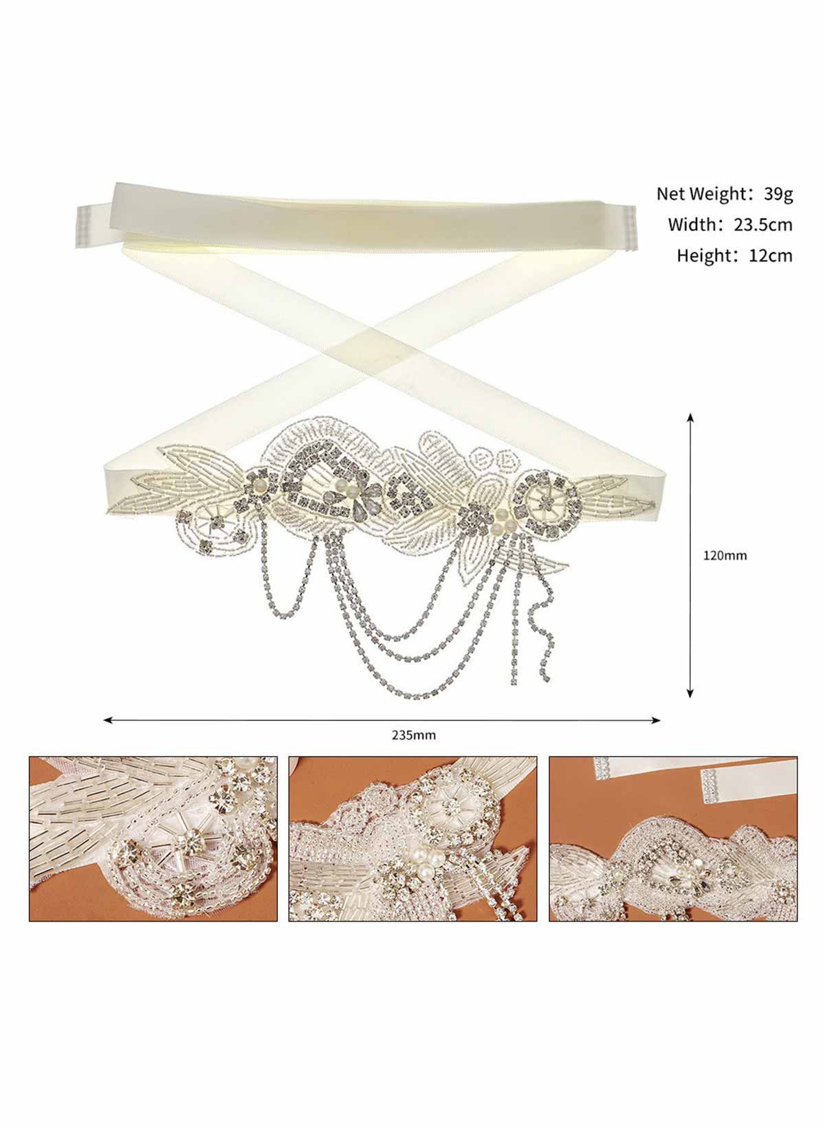 Satin Ribbon Sash/Belt With Beading/Diamanté For Brides/Bridesmaids
