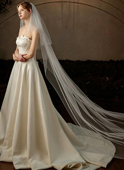 Two-Tier Cut Edge Tulle Waltz-Length Wedding Veils