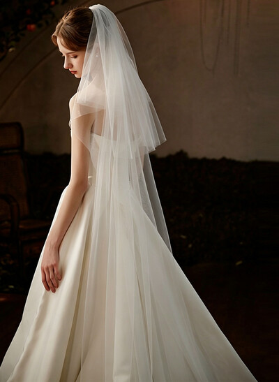 Two-Tier Cut Edge Tulle Waltz-Length Wedding Veils