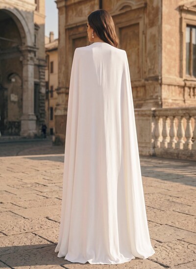 Two-Piece V-Neck Long Sleeve Floor-Length Stretch Satin Wedding Dresses With