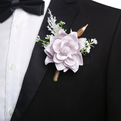 1 PC Wedding Flowers Silk Roses Boutonniere