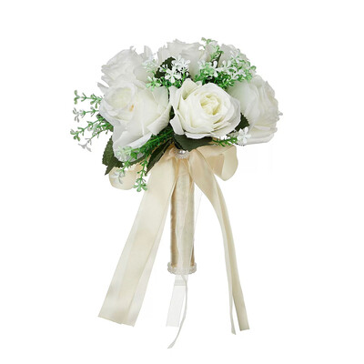 Artificial Wedding Flowers Round Silk Cloth Roses Bridal Bouquets