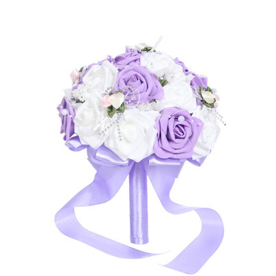 Artificial Wedding Flowers Round Silk Cloth Roses Bridal Bouquets