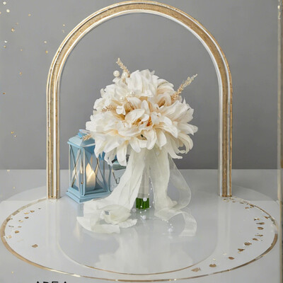 Artificial Wedding Flowers Round Silk Cloth Dahlia Bridal Bouquets