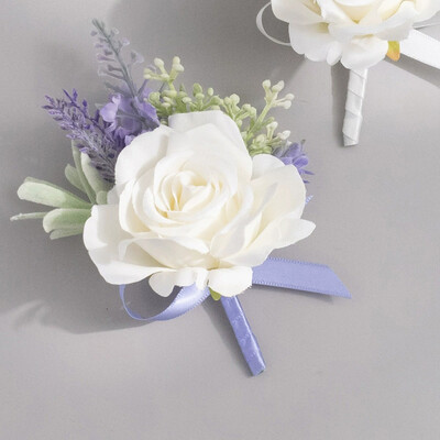 6 PCS Wedding Flowers Silk Roses Boutonniere