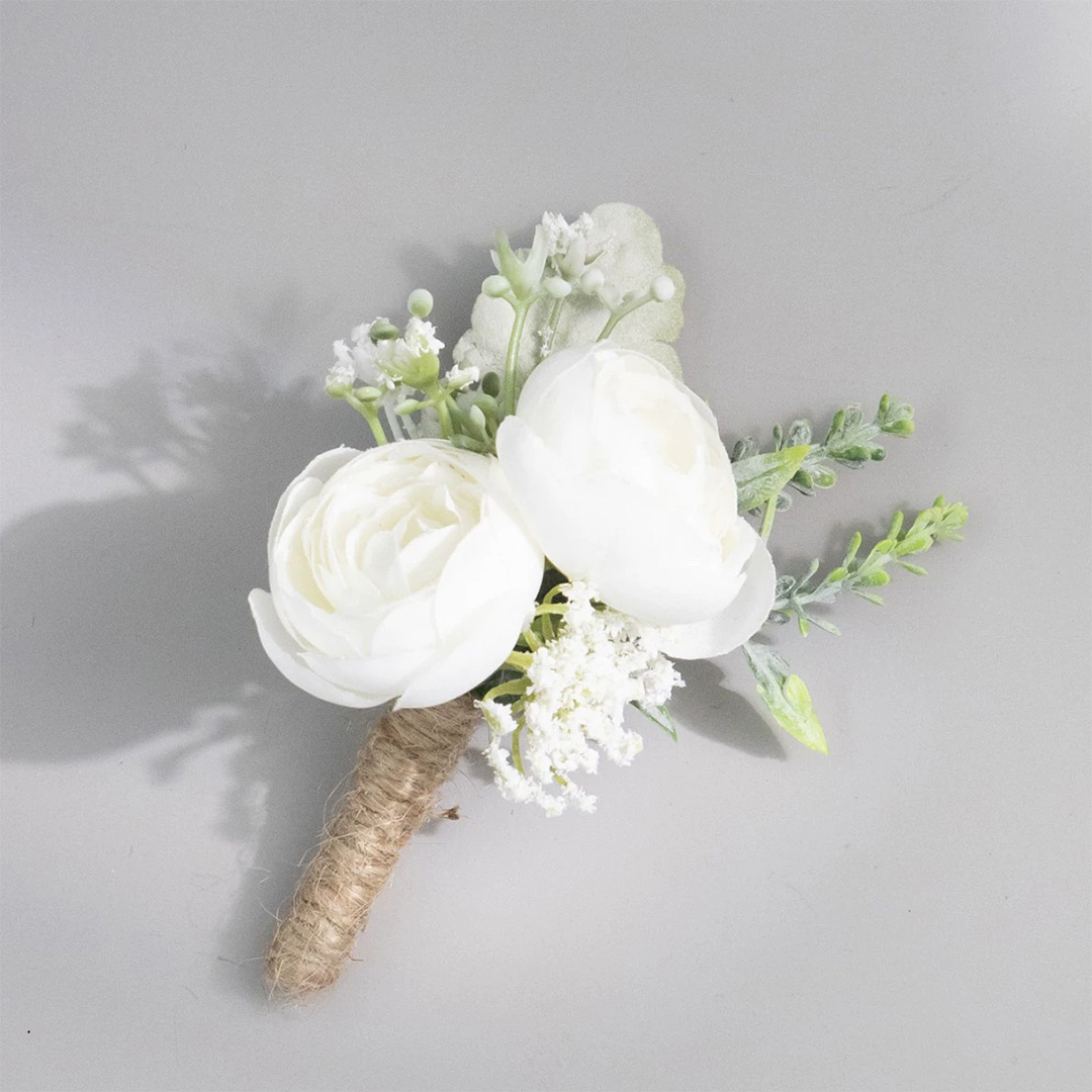 2 PCS Wedding Flowers Silk Roses Boutonniere