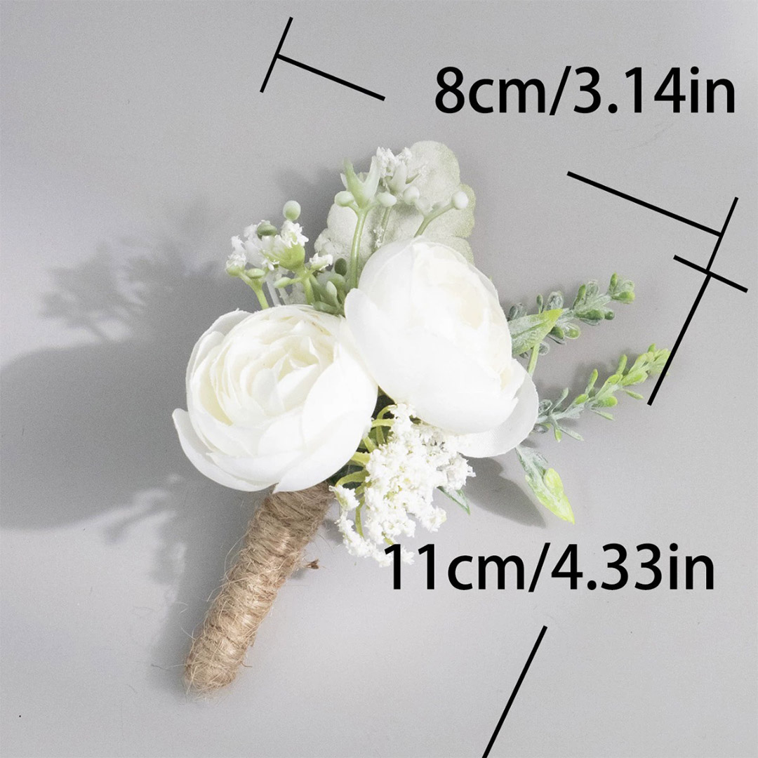 2 PCS Wedding Flowers Silk Roses Boutonniere