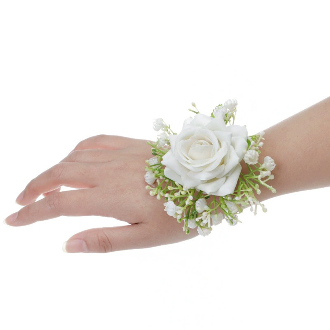 6 PCS Wedding Flowers Silk Roses Wrist Corsage