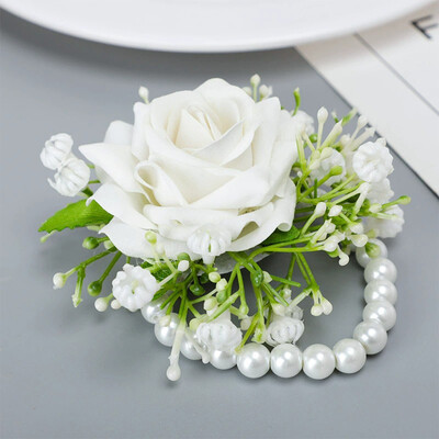 6 PCS Wedding Flowers Silk Roses Wrist Corsage