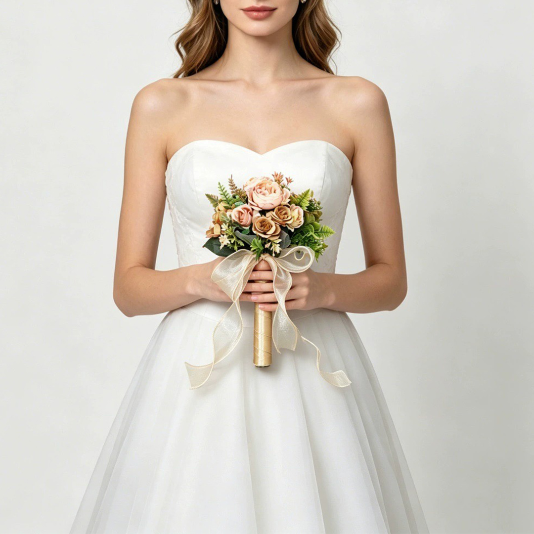 Artificial Wedding Flowers Round Silk Flower Roses Bridal Bouquets