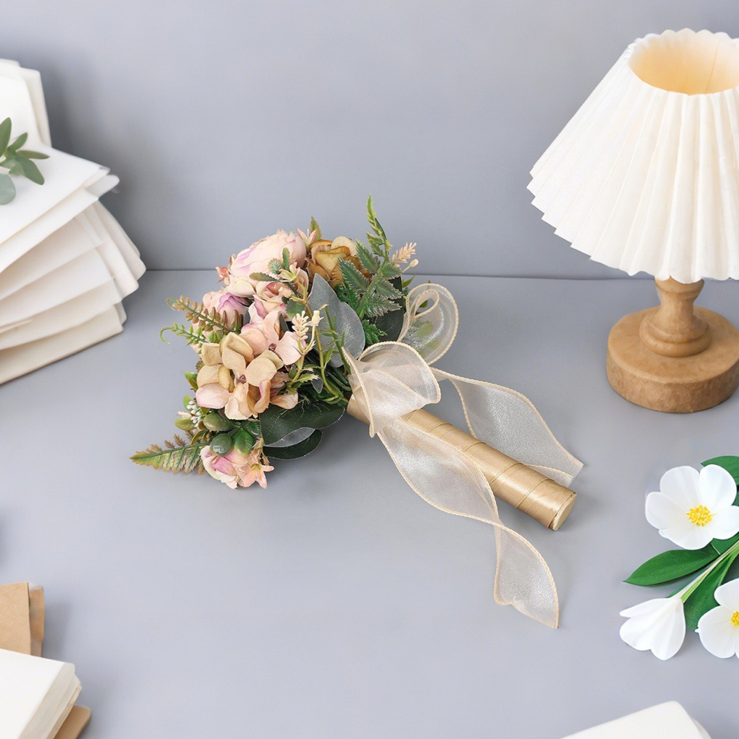 Artificial Wedding Flowers Round Silk Flower Roses Bridal Bouquets