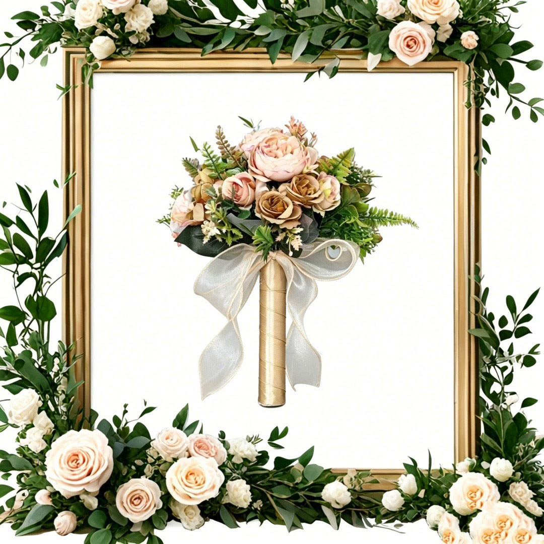 Artificial Wedding Flowers Round Silk Flower Roses Bridal Bouquets