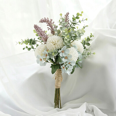 Artificial Wedding Flowers Round Silk Cloth Mixed Bridal Bouquets