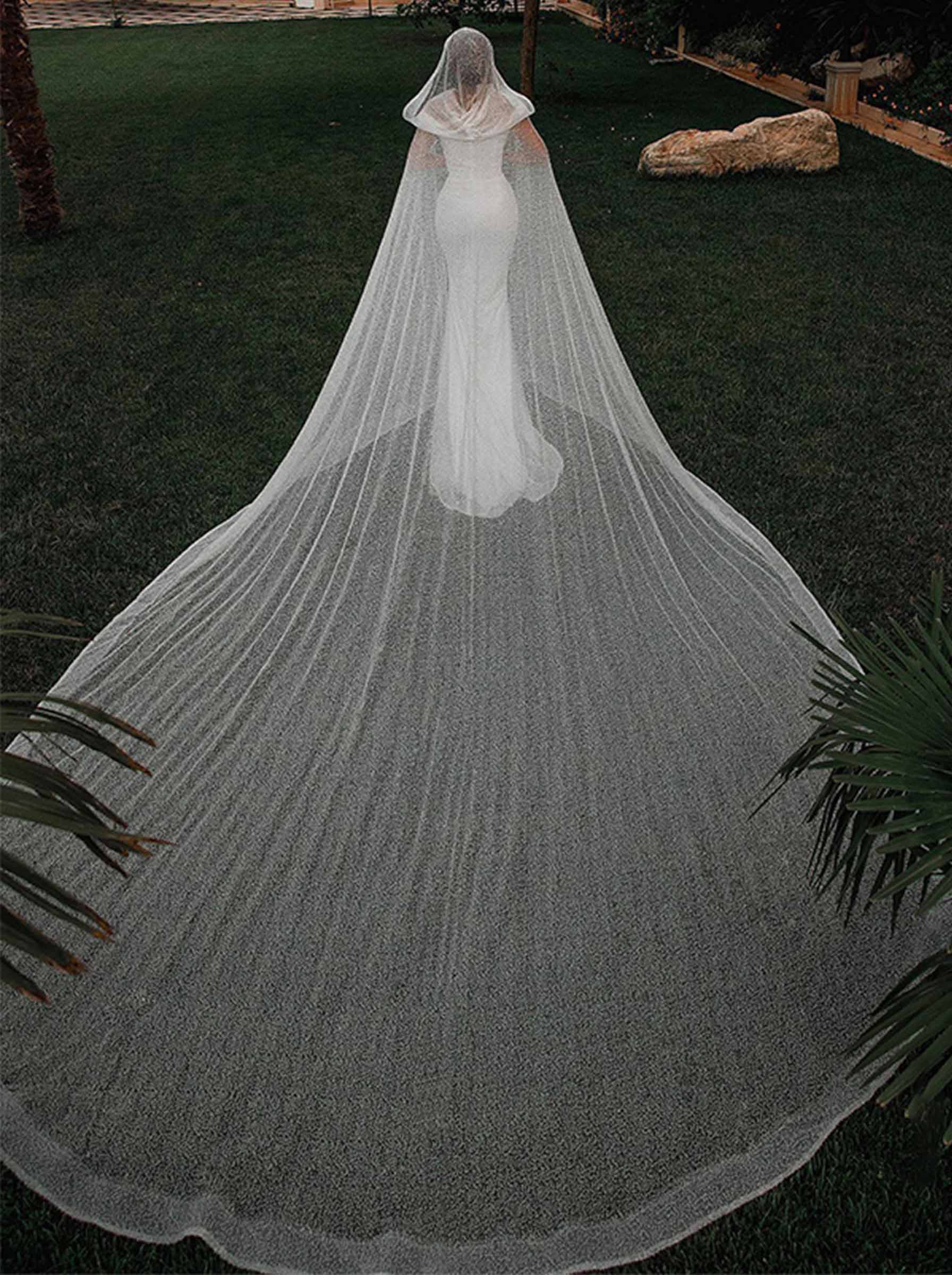 Sequin Tulle Cape With Clasp Fastening