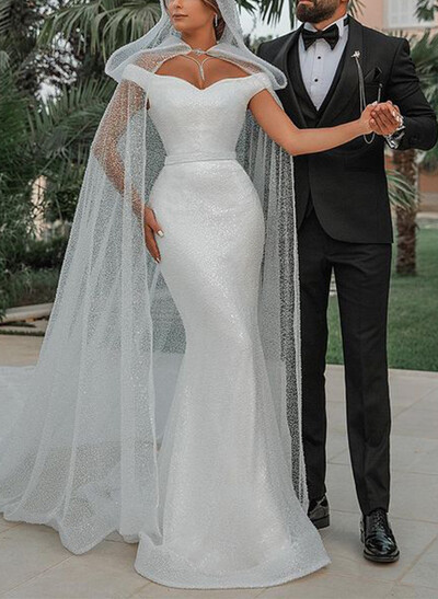Sequin Tulle Cape With Clasp Fastening