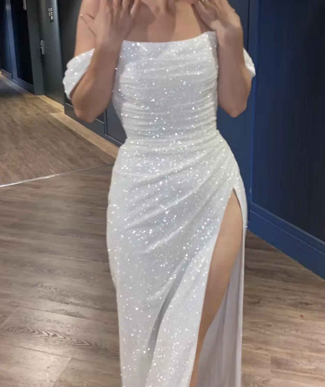 Sequin Off The Shoulder Sex Wedding Dress With Bow Missacc 