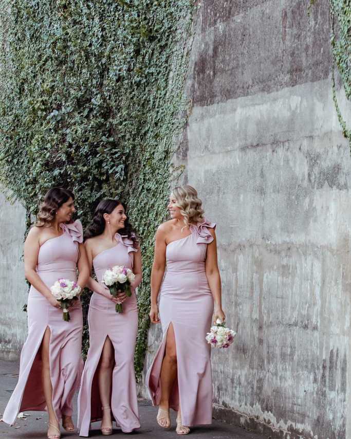 One-Shoulder Trumpet/Mermaid Bridesmaid Dresses With Ruffles