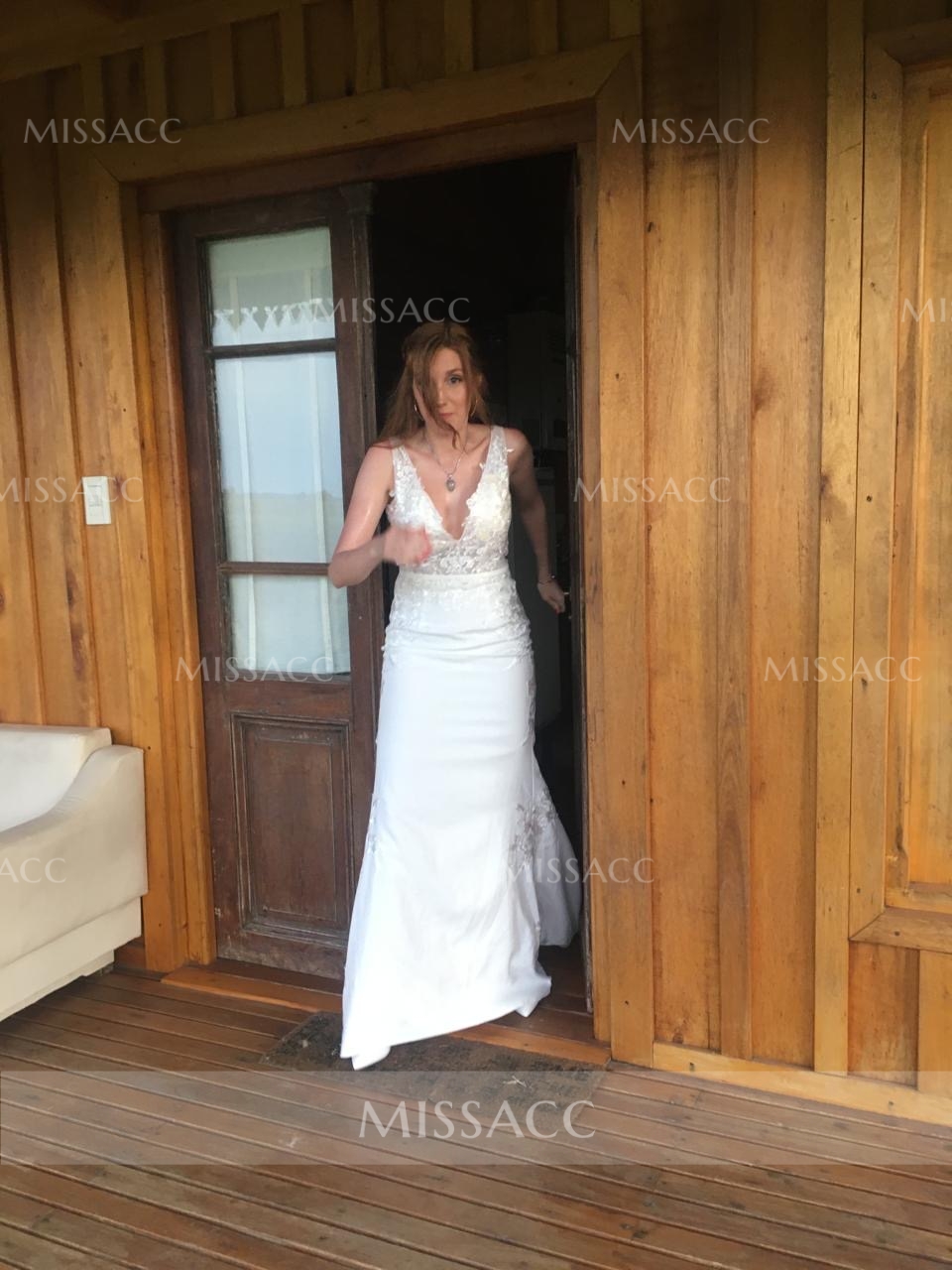 Mermaid V-Neck Sleeveless Court Train Elastic Satin Wedding Dresses With Appliques Lace