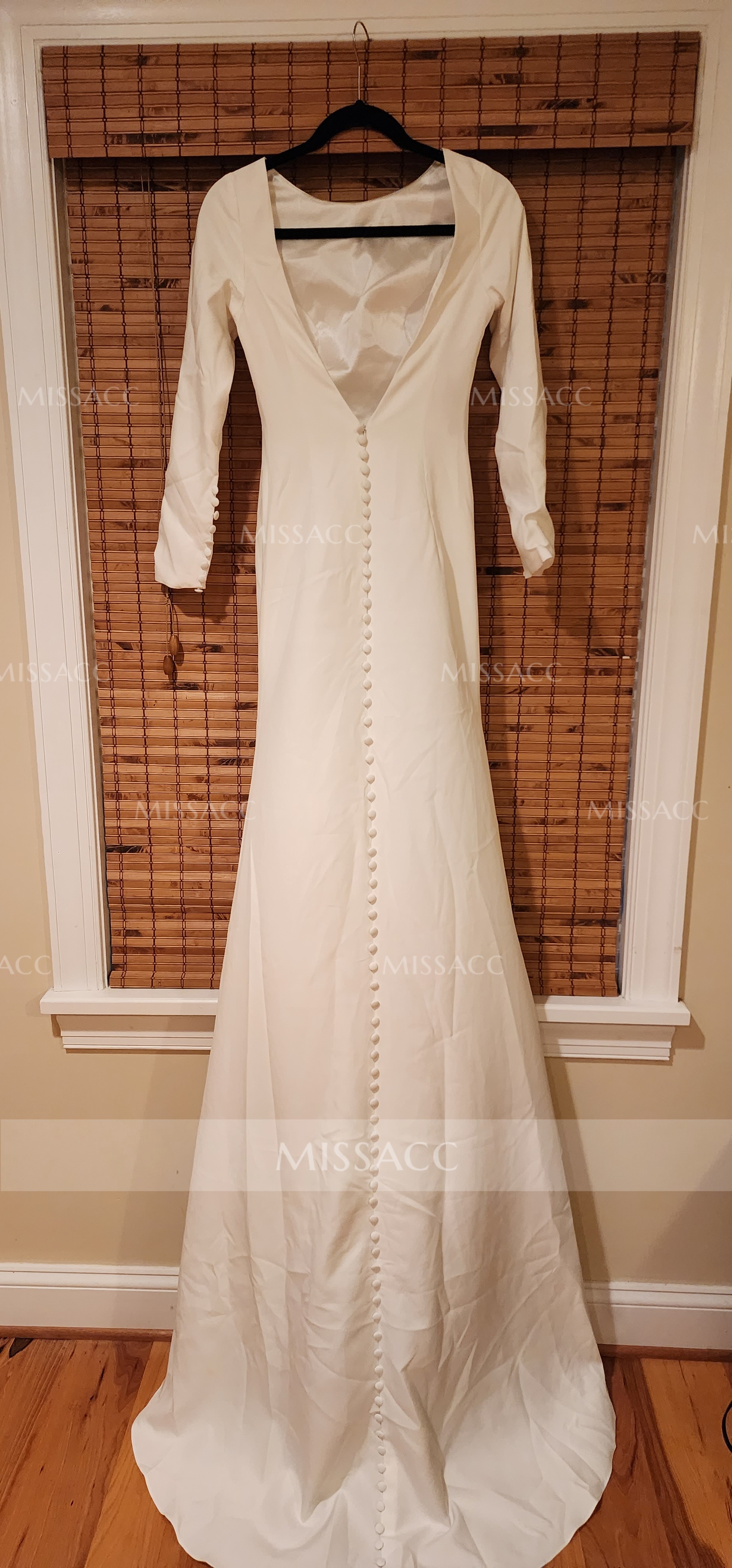 Elegant Trumpet/Mermaid Square Neckline Long Sleeves Wedding Dresses