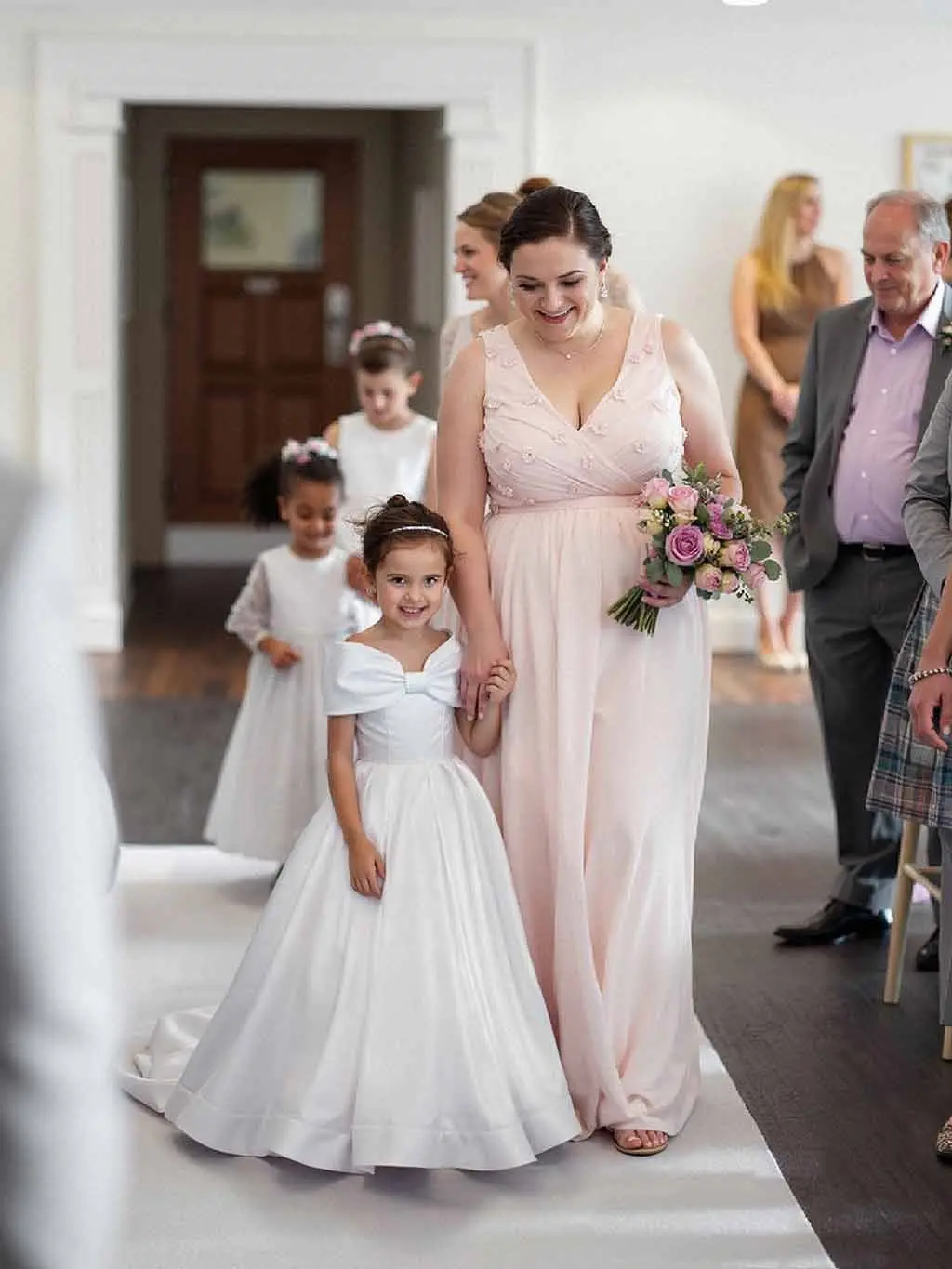 SFGD10147 Ball-Gown Off-The-Shoulder Satin Flower Girl Dresses With Bow(s) $79