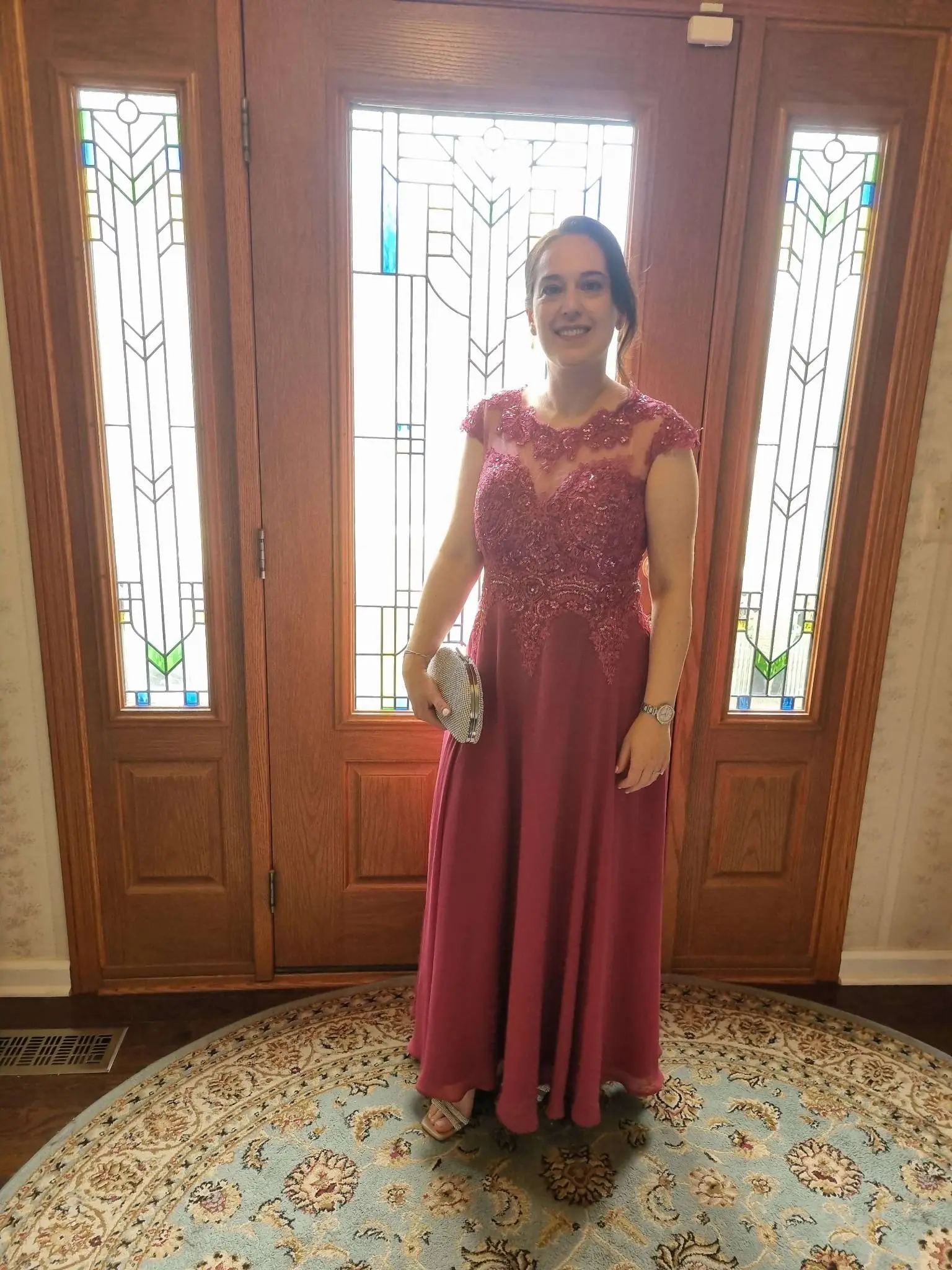 Sheath/Column Chiffon Mother of the Bride Dress with Appliqué Lace review