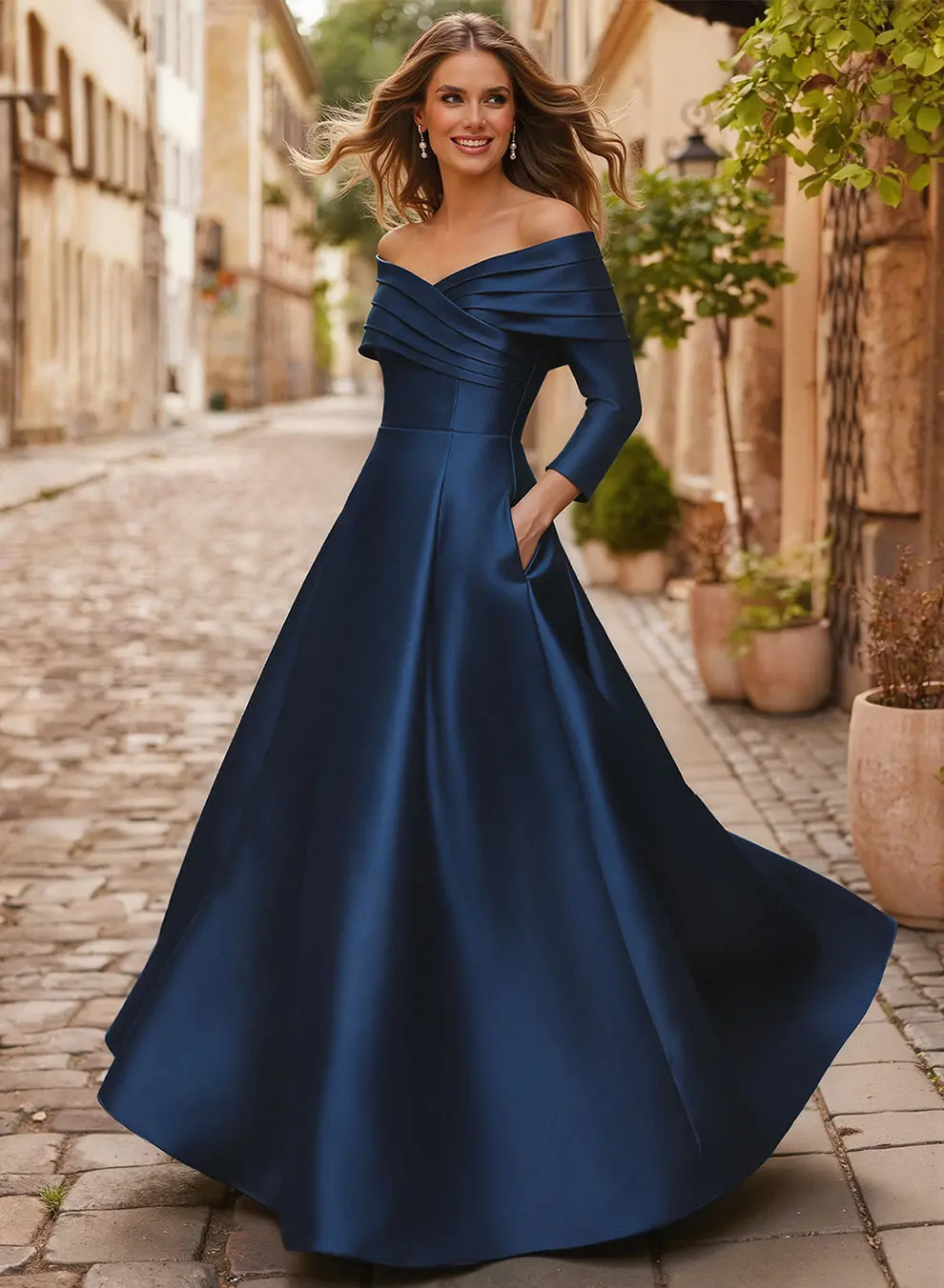 A-Line One-Shoulder Satin Mother Of The Bride Dresses With High