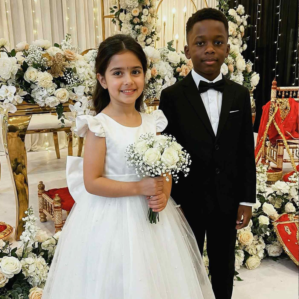 I bought this dress for my girl, she is a wedding child .The fit was good and the design was lovely. It's well detailed with beads and the bow is adorable. It's a good buy for sure.