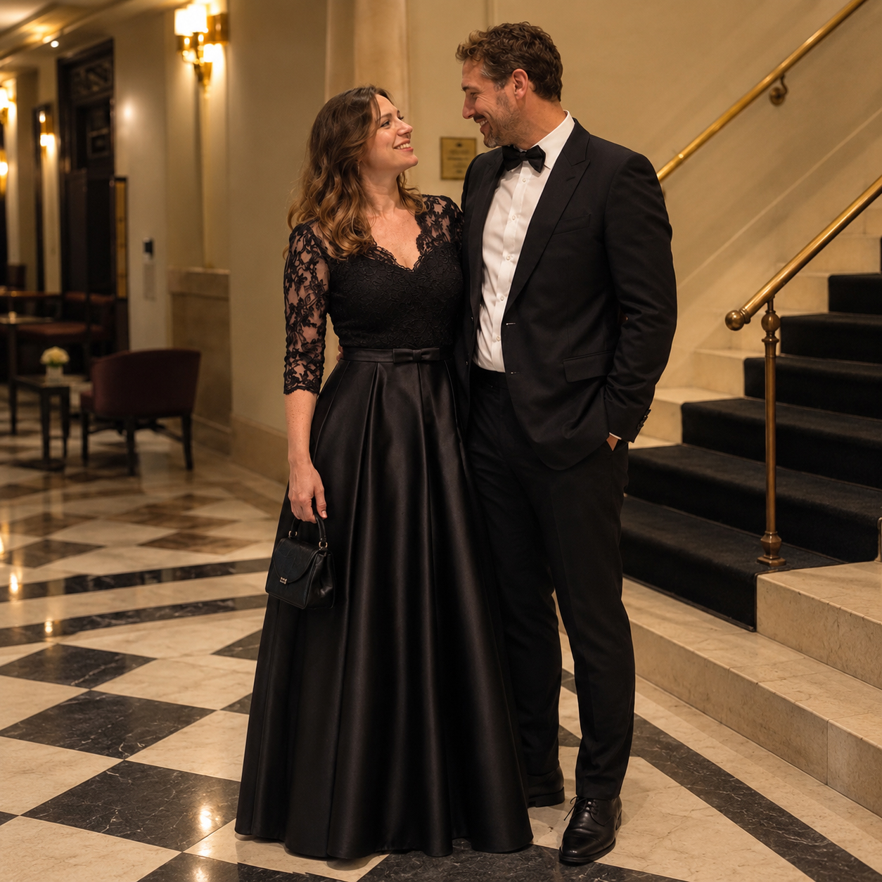 The attention to detail on this dress is incredible! The lace pattern is stunning and the satin skirt has a beautiful sheen. I felt so elegant and put-together. Highly recommend!